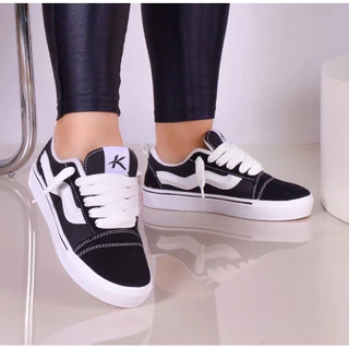 tenis Unissex Old Knu Feminino Masculino Branco Preto Promoçao