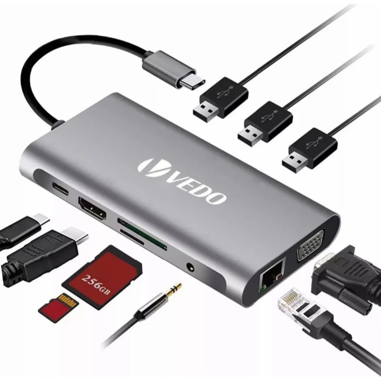 Hub Adaptador 10 Em 1 Tipo C Usb 3.0 Hdmi Rj45 Micro Sd Tf | Shopee Brasil