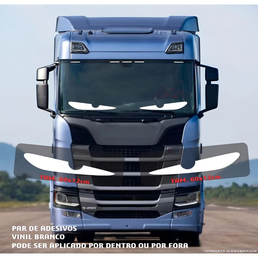 Adesivo Olho Para Parabrisa De Caminhão Van Carro Fiorino Truck ...