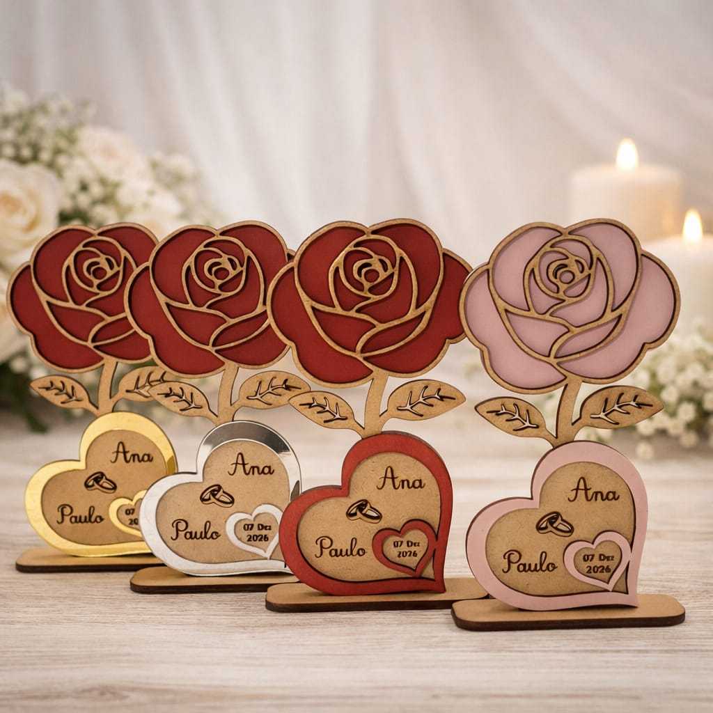 Kit 10 Lembrança Casamento Personalizada MDF Mesa Noivos Decoração Festa Lembrancinha Luxo Elegante em Oferta na Shopee