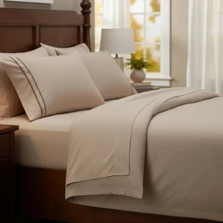 Jogo de Cama Casal Parão Box Percal 300 Fios–3 ou 4 Peças | Lençol com Elástico e Fronhas (Lençol de Cima no Kit 4 Peça em Oferta na Shopee