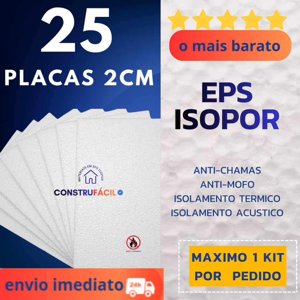 *FORRO DE ISOPOR KIT COM 25 PLACAS 2CM ISOPOR EPS ANTI-CHAMAS PARA ...