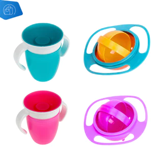 Copo De Transição Treinamento e Pratinho 360° Bebê Infantil Antivazamento Com Alça Sem Bico em Oferta na Shopee