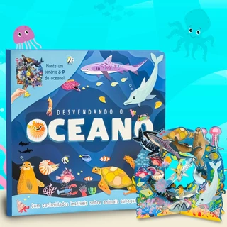 Livro Oceano 3D | Animais Marinhos + Cenário Decorativo Gigante | Capa Dura Livro Educativo em Oferta na Shopee