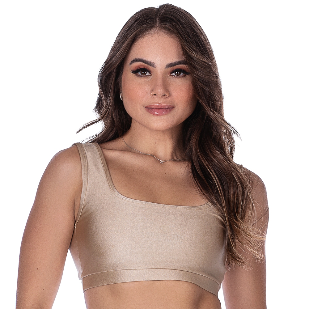 Top Fitness de Alta Sustentação Com Bojo Removível Bege Summer Soul ...