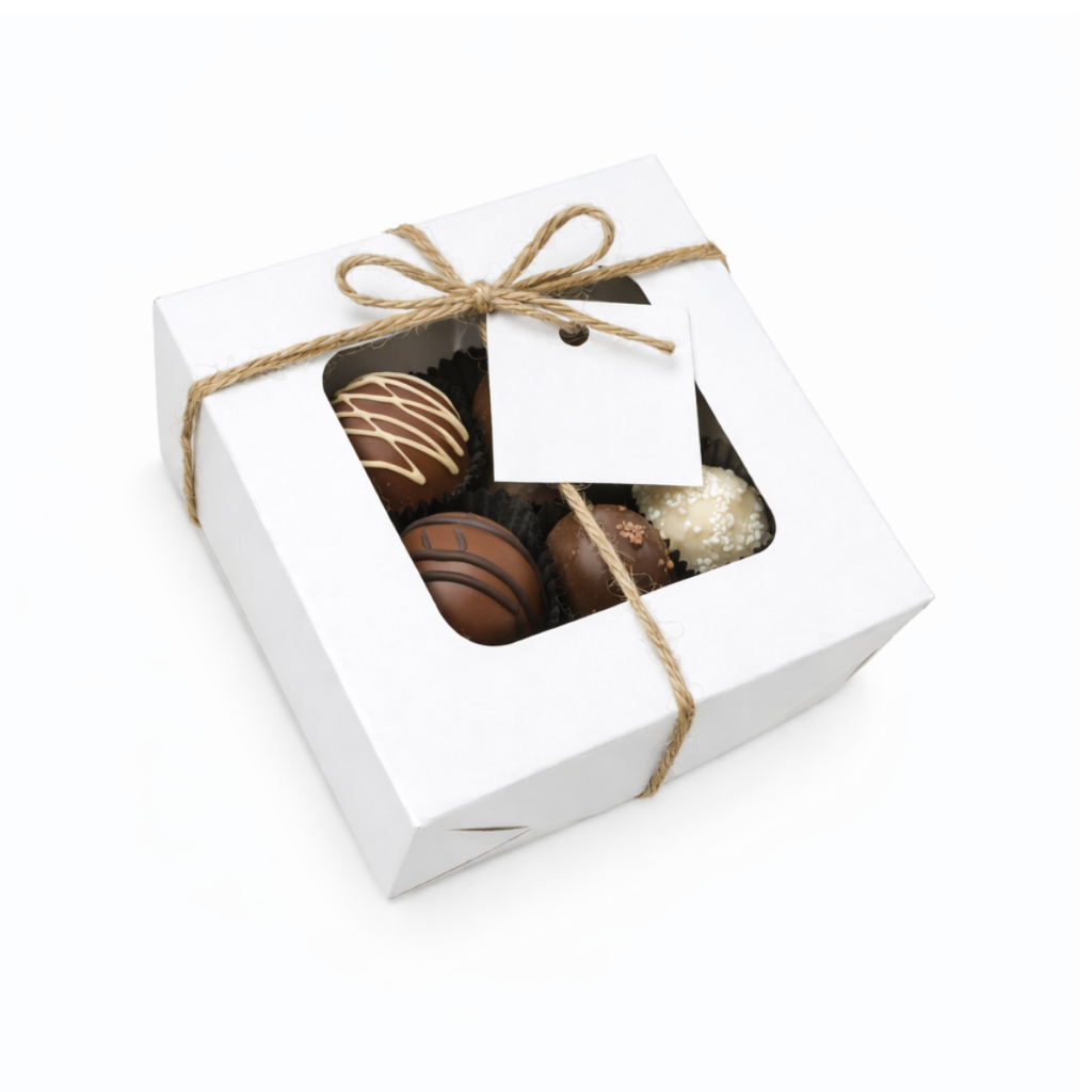 Caixa Para Presente Bombom Trufa Brownie 8x8x4 Branca 40 Uni