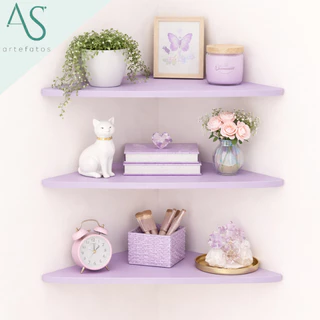 Kit 3 Prateleiras De Canto Em MDF Decoração Quarto Infantil em Oferta na Shopee