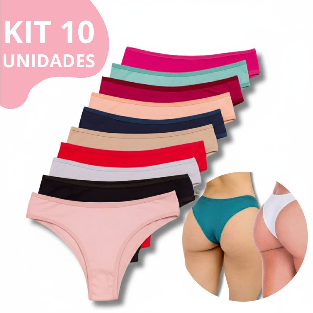 Kit 10 / 5 Calcinha Feminina Calsinha Tanga Adulto Suplex Microfibra Tam. P M G