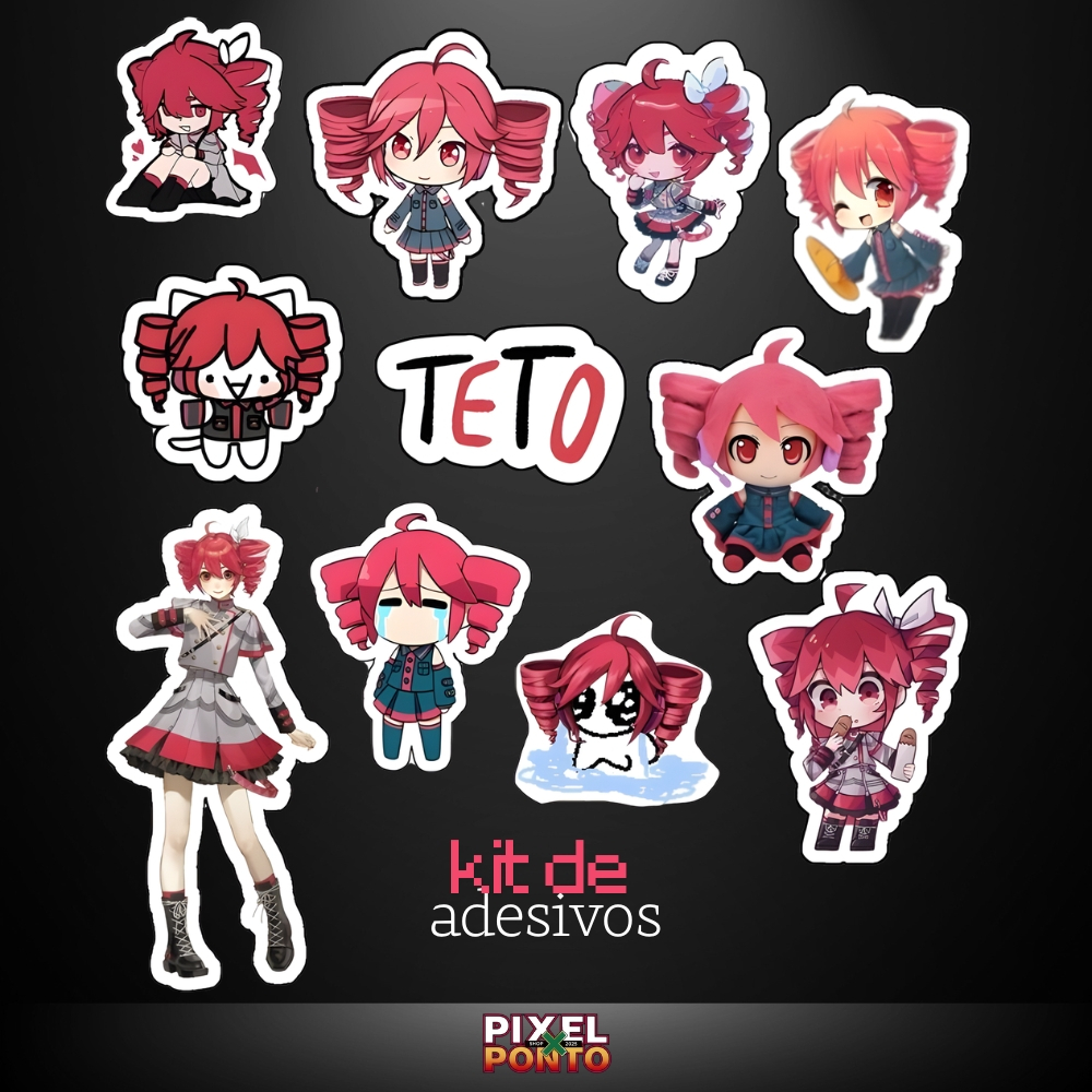 Kit Adesivos Kasane Teto UTAU Vocaloid Anime Stickers Geek Decoração ...