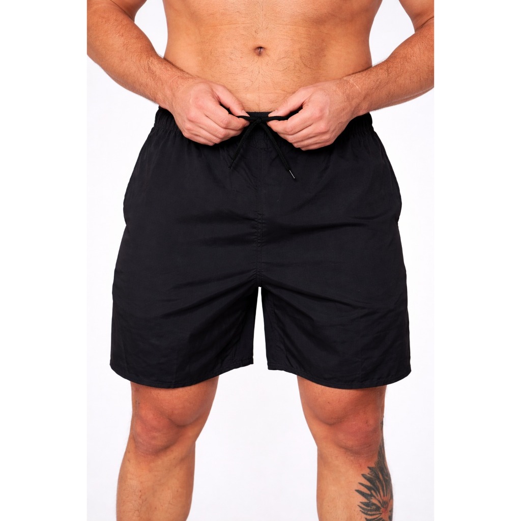 Shorts Tactel Masculino Preto Com Bolso Secagem Rápida Academia Praia ...