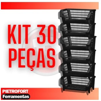 30 Peças Cesto Empalhável Expositor Organizador Preto