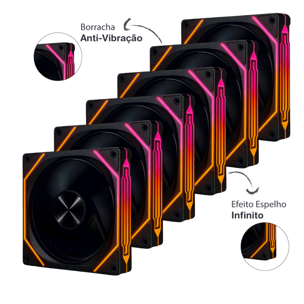 Kit 6 Fans Cooler Ventoinhas Pc Gamer Ventus NX Argb Infinity Black ...