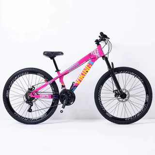 bicicleta vikingx tuff 25 rosa com azul câmbio shimano 21V aro vmaxx pneu liso em Oferta na Shopee