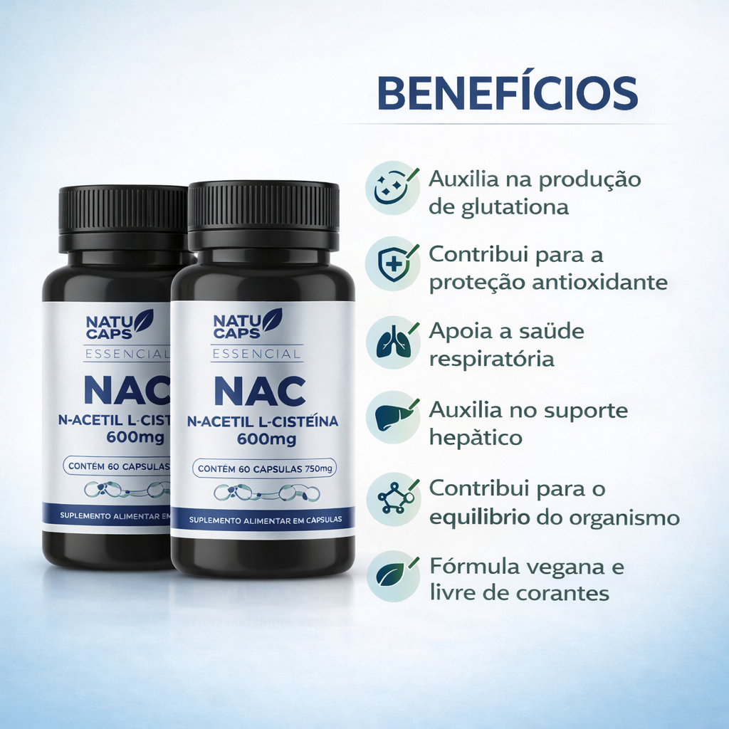 Kit 2 Nac N Acetil L Cisteína 600mg 120 Cápsulas | Suporte ao Fígado ...
