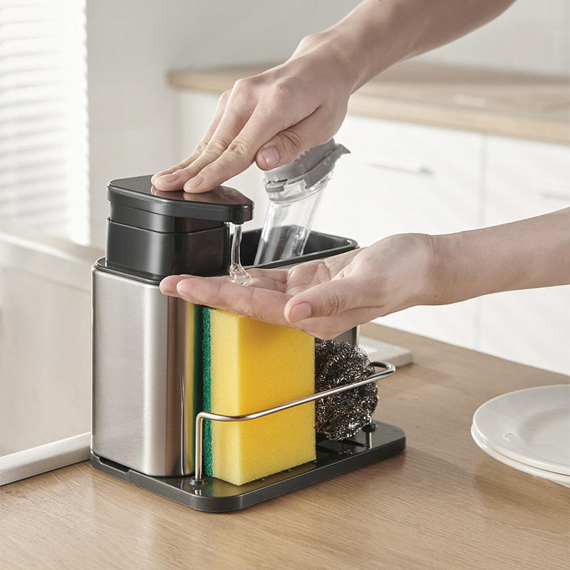 Porta Detergente Dispenser Sabão Liquido Esponja Bucha Inox