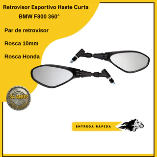 Retrovisor Espelho Haste Curta 360º Bmw F800 Titan Cb300 Par em Oferta na Shopee