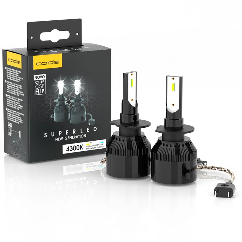 Lampada Led Code H1 H3 H4 H7 H11 HB3 4300k 7600 Lumens | Shopee Brasil