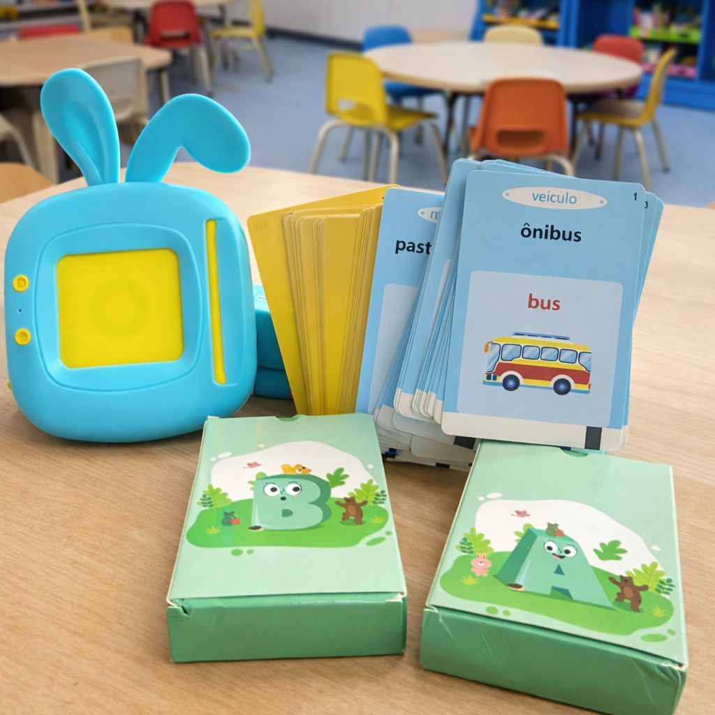 Brinquedo Card Infantil Cartão Fala Inglês Português Dino Apraxia