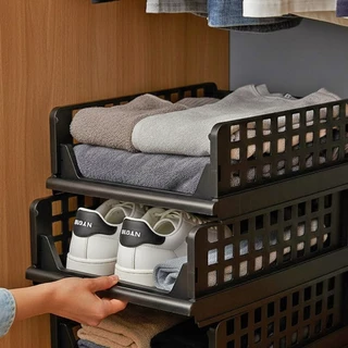 Kit Organizador Empilhável de Armário Guarda Roupa Caixa Organizadora Prateleira em Oferta na Shopee