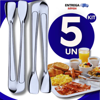 Combo 5 Pegadores Frios 18 CM Inox de Carne Gelo Salada Alimentos Pinça Casa Churrascaria Pegador