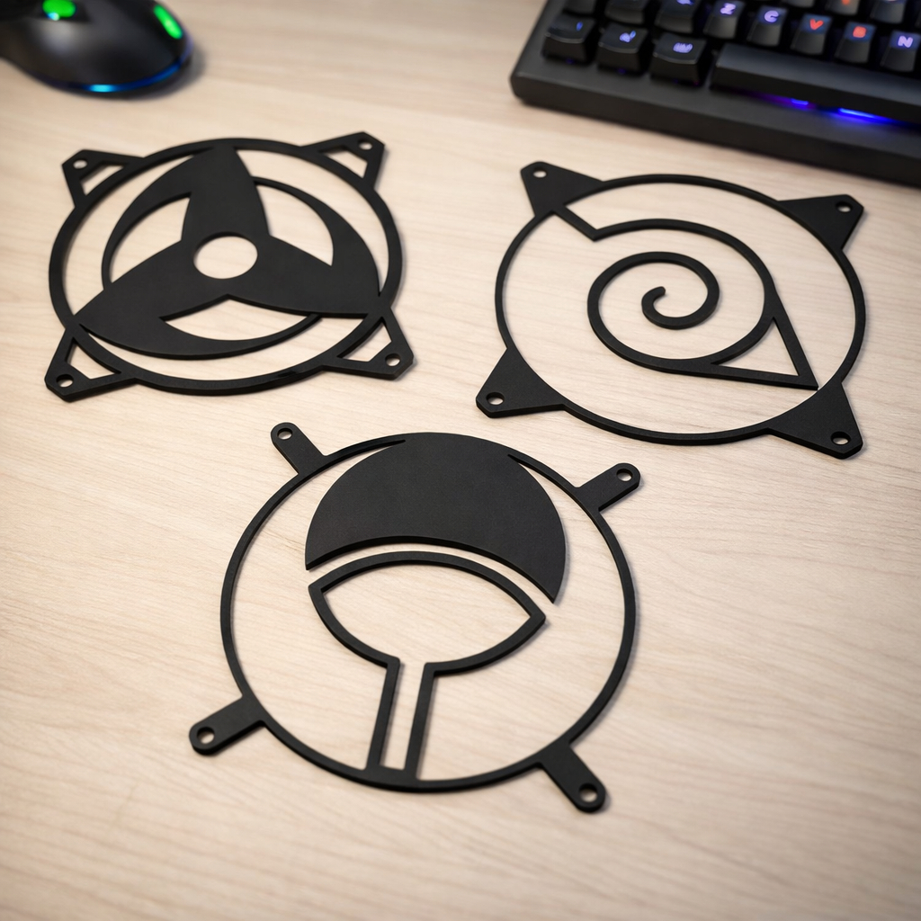 Kit Grades Fan Protetora Uchiha Naruto 120mm e 140mm Grill Cooler PC Gamer Anime