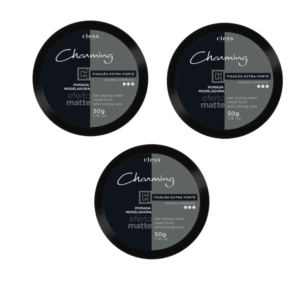 Kit C/3 Ceras finalizadoras Extra Forte Efeito Matte 50g - Charming Men em Oferta na Shopee