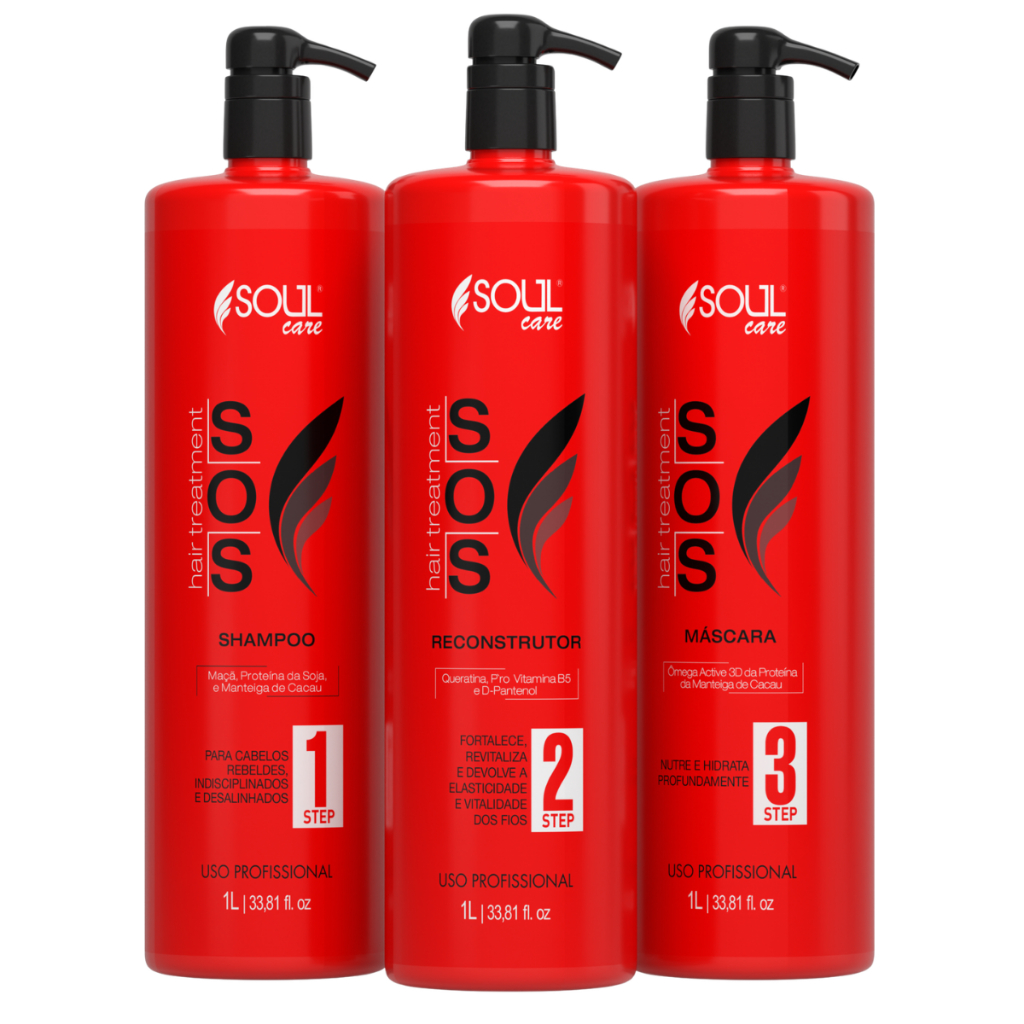 Kit SOS Reconstrução Capilar Profissional Hidratação, Cauterização e Cronograma Capilar Soul Care em Oferta na Shopee