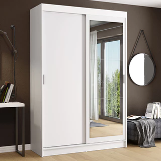 Guarda-Roupa Solteiro Tokio Madesa 2 Portas de Correr com Espelho 2 Gavetas - Branco em Oferta na Shopee