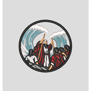 Patch Bordado Legendários – Moises Abrindo o Mar | 6 cm | Termocolante / Velcro / Costura