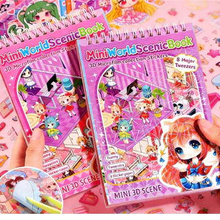 Caderno Interativo Adesivos Estilo princesa 3d 8 Cenários + Pinça para Montar Seu Mini Mundo em Oferta na Shopee