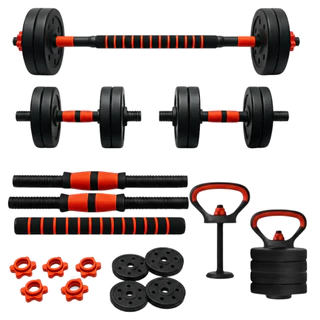 Kit Treino Funcional Musculação 10kg Kettlebell Barra Halteres Anilhas Supino Peso Ajustável em Oferta na Shopee