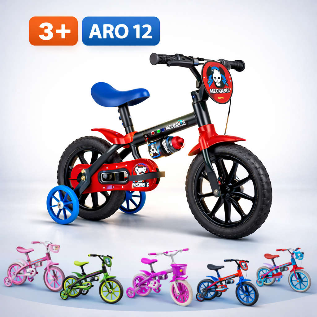 Bicicleta Infantil Aro 12 Freio Tambor 1 Marcha Cestinha Nathor Rodinha Menina de 90cm a 1m