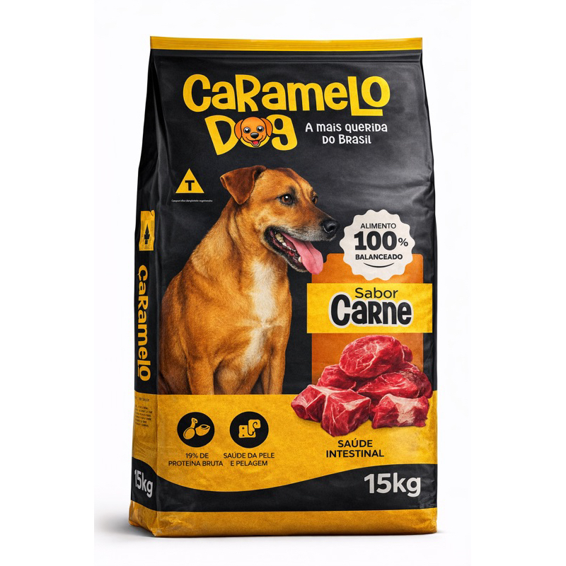 Caramelo Dog 15kg – Nutrição Completa com Ômega 3 e 6