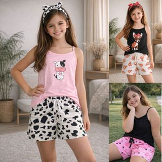 👉 Kit 3 Pijamas Infantil Juvenil Feminino 12 14 16 Sortido Estampado Promoção Envio Rápido em Oferta na Shopee
