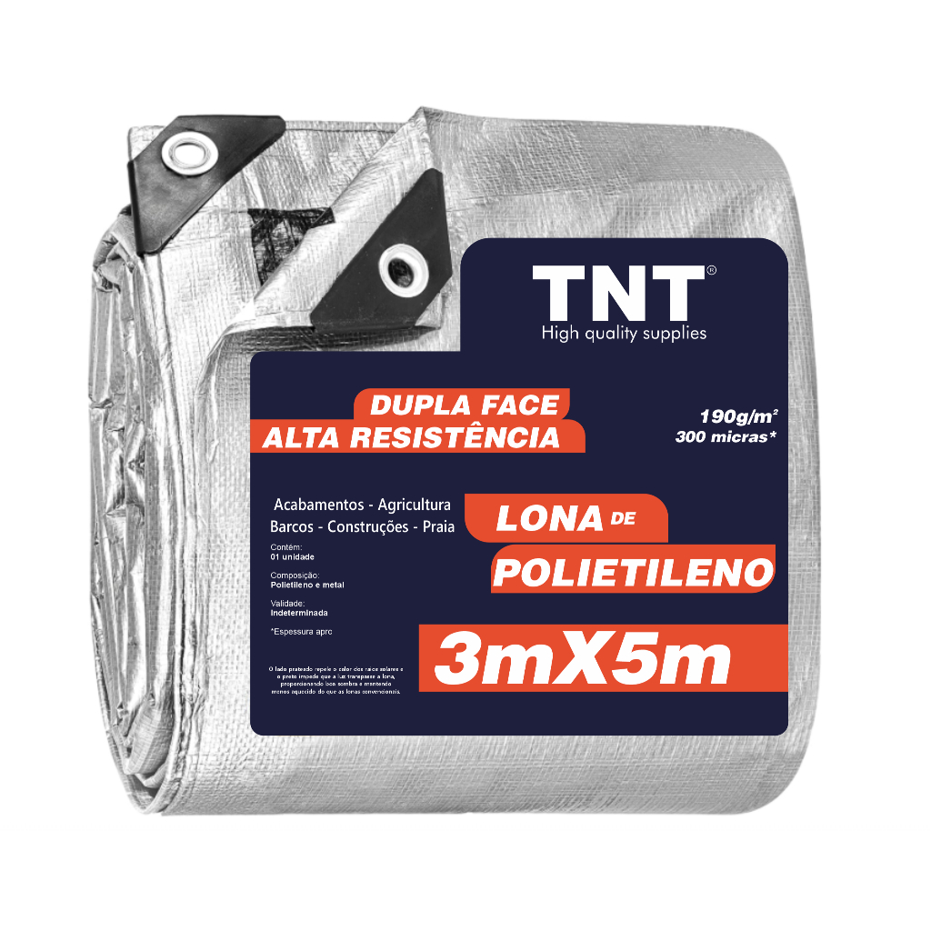 Lona 5X3 Cobertura Cinza Preta Impermeável 300 Micras Grossa 190g