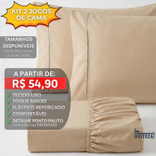 Kit 2 Jogo de lençol 400 Fios Solteiro, Casal, Queen e King Estampas Sortidas Lençol e Fronhas em Oferta na Shopee