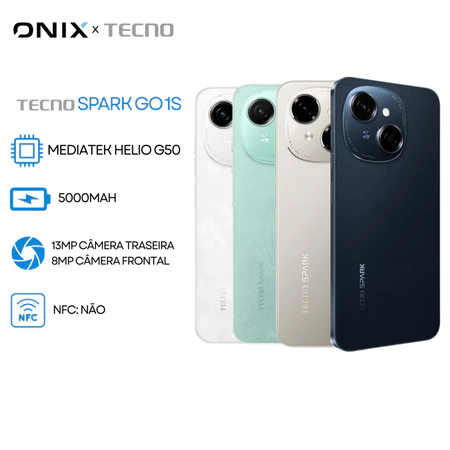 Tecno Spark Go 1S 4G Processador Mediatek Hélio G50 64GB e 3GB RAM e Spark Go 1 Bateria 5000MAH VERSÃO GLOBAL