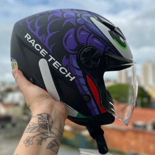 CAPACETE RACE TECH PLAY ART SNAKE ABERTO MONOCOLOR COLORIDO NOVO LANÇAMENTO URBANO