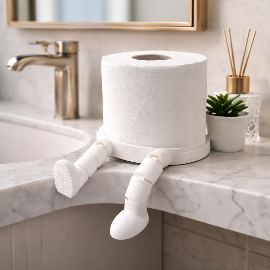 Suporte Porta Papel Higiênico Boneco Ajustável Articulado Decorativo Banheiro