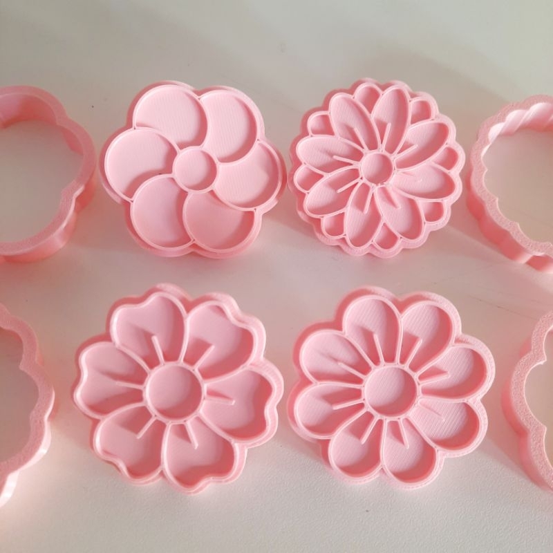 Kit Cortador Marcador Biscoito Bolacha Floral 1 confeitaria