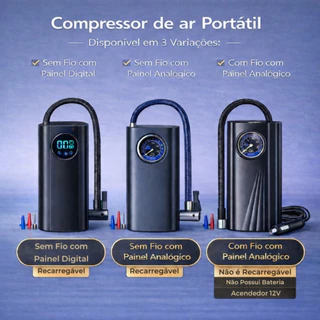 Compressor Detector de Ar Portatil Recarregavél Com Fio Sem Fio Digital USB Calibrador Pneu de Carro Automóvel