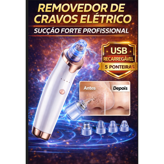 Removedor de Cravos Elétrico a Vácuo USB Recarregável com 5 Ponteiras ...