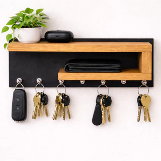 Porta Chaves de Parede com Nicho e Prateleira 100% MDF – Organizador Funcional e Decorativo em Oferta na Shopee
