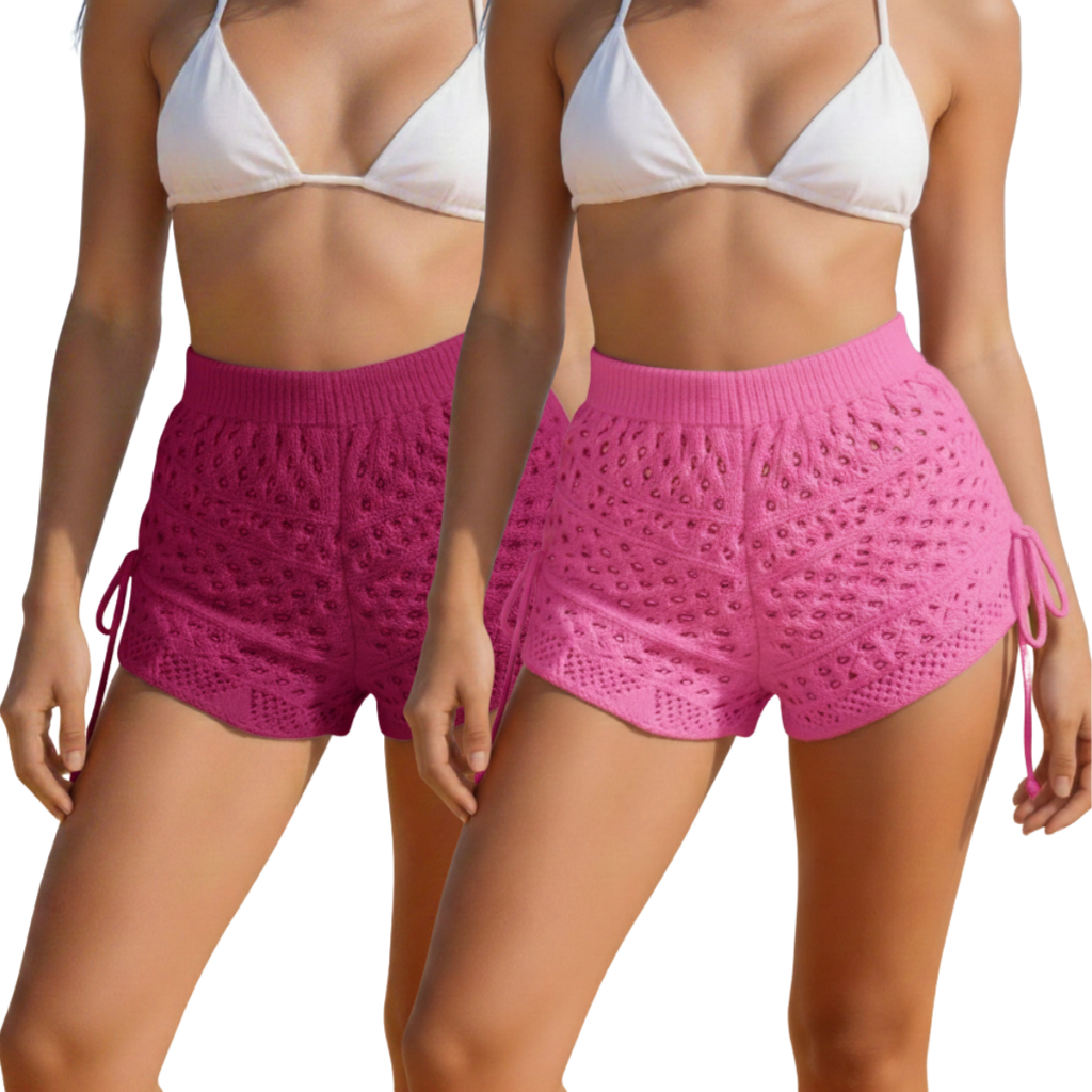 Kit 2 Shorts feminino saida de praia tricot moda primavera verão em Oferta na Shopee
