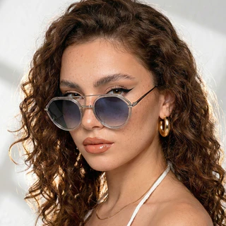 Óculos de Sol Azul Degrade Redondo Premium Tendencia Blogueira Luxo Em Alta Virginia uv400 Feminino em Oferta na Shopee