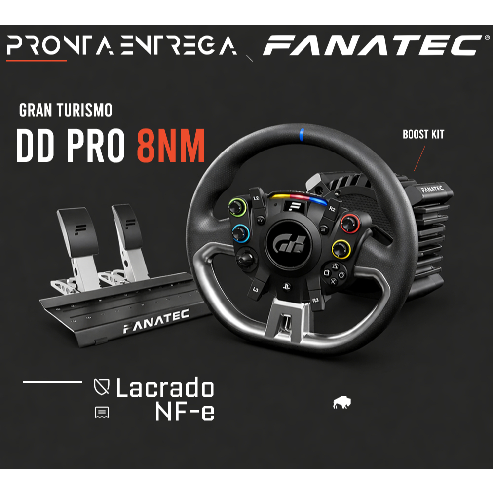 Volante e Base Fanatec Gran Turismo DD Pro 8Nm + pedal para