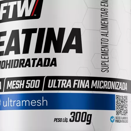 FTW Creatina Monohidratada Pura Ultramesh® Pote 300g Ultra fina Micronizada Mesh - Vista 3