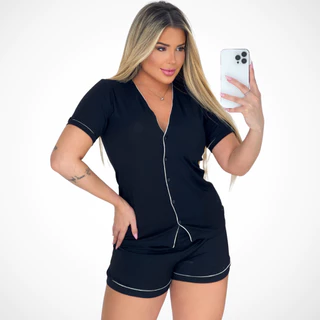 Pijama Curto Adulto Americano Feminino Short Doll Camiseta em Oferta na Shopee