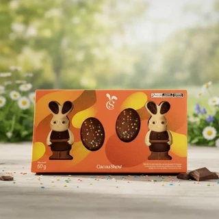 Caixa Páscoa Cacau Show de Chocolate ao Leite Cacau Magia Coelhos e Ovos 60g em Oferta na Shopee