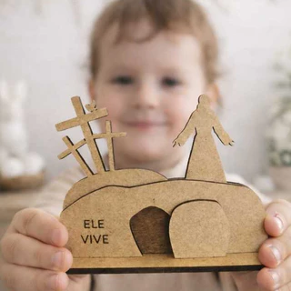 kit Lembrança Mini Cenário Páscoa Jesus Ele Vive Sepulcro Evangelização Culto Infantil Catequese MDF em Oferta na Shopee